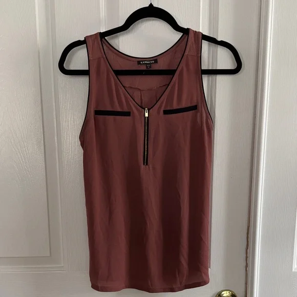 Express Mauve Tank Top with Zipper - Picture 1 of 4